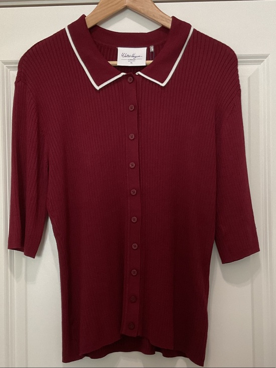 Walter Hagen Sweaters - Walter Hagen Burgundy Polo with White Trim